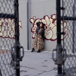 H&M Flower Maxi Green Dress Size 0